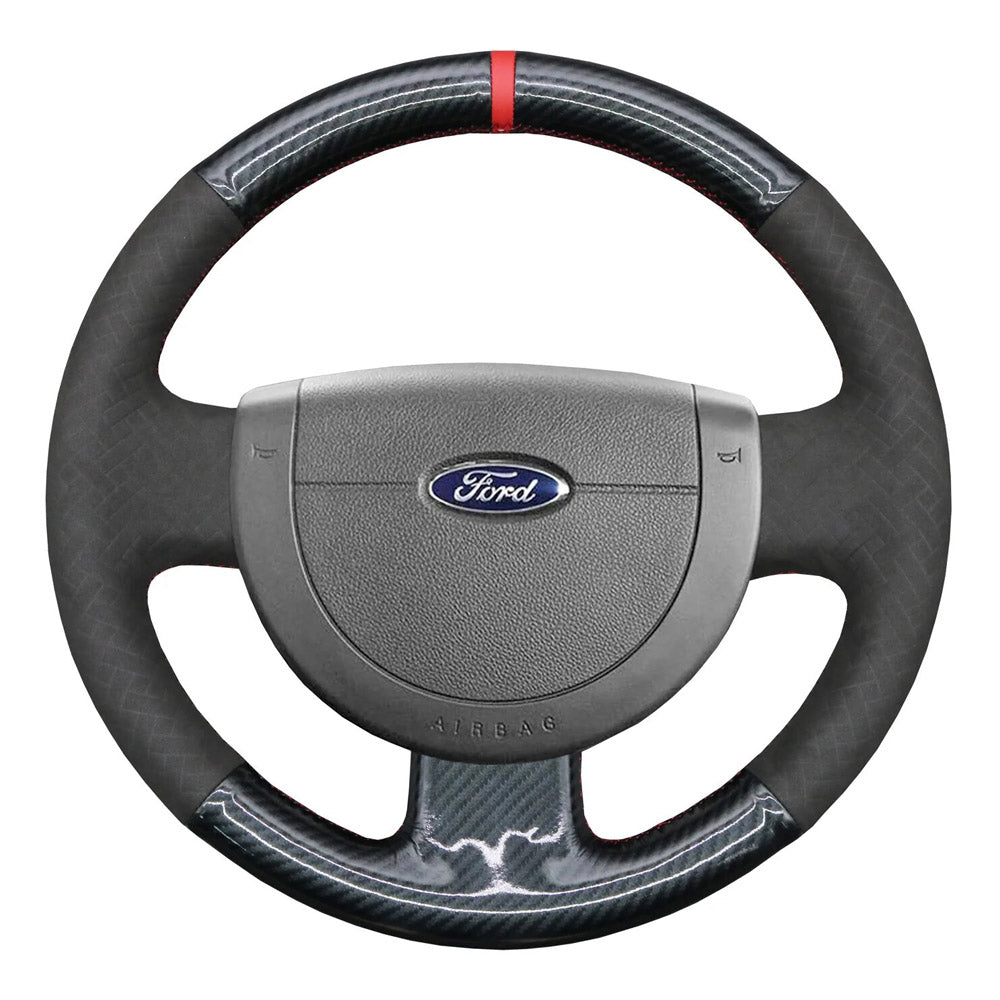 For Ford Transit Connect 02+ Black Perforated Leather Steering Wheel Cover White | UK For Ford Transit Connect 02+ Black Perforated Leather Steering Wheel Cover White | UK