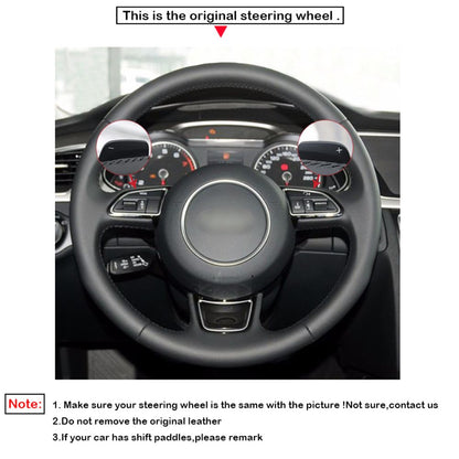 LQTENLEO Hand-stitched Car Steering Wheel Cover for Audi A1 (8X) A3 (8V) Sportback A4 (B8) Avant A5 (8T) A6 (C7) A7 (G8) A8 (D4) Q3 (8U) Q5 (8R) - LQTENLEO Official Store
