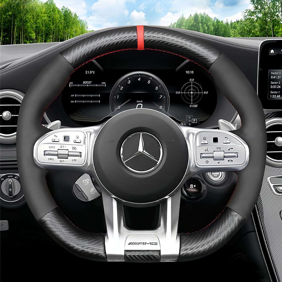 Steering Wheel Cover for Mercedes-Benz AMG A35 W177 W205 W213 W167 W222 C63 C190 E63 H247 X253