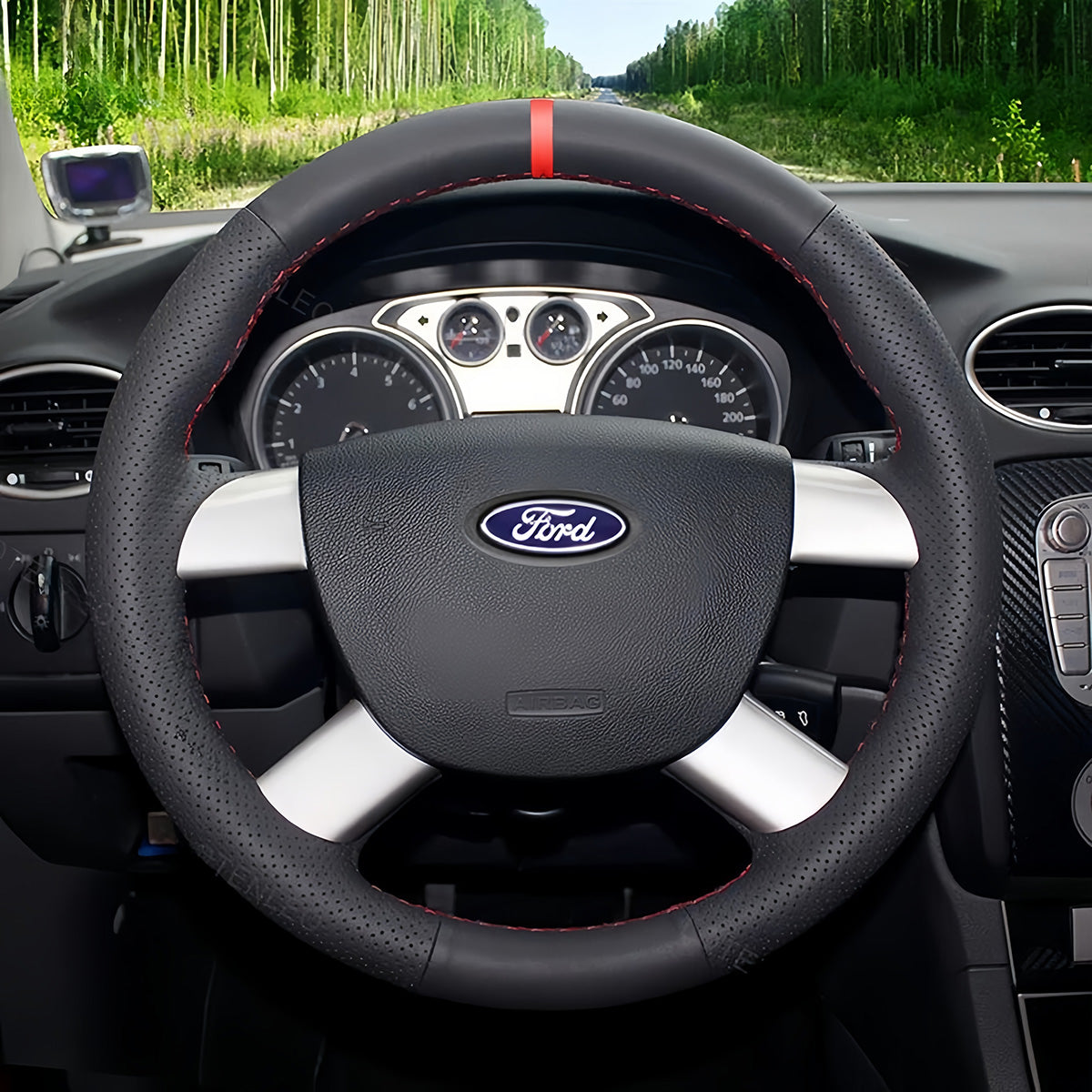 Steering Wheel Cover for Ford Focus CC C-Max Kuga Tourneo Transit Connect 2004-2013