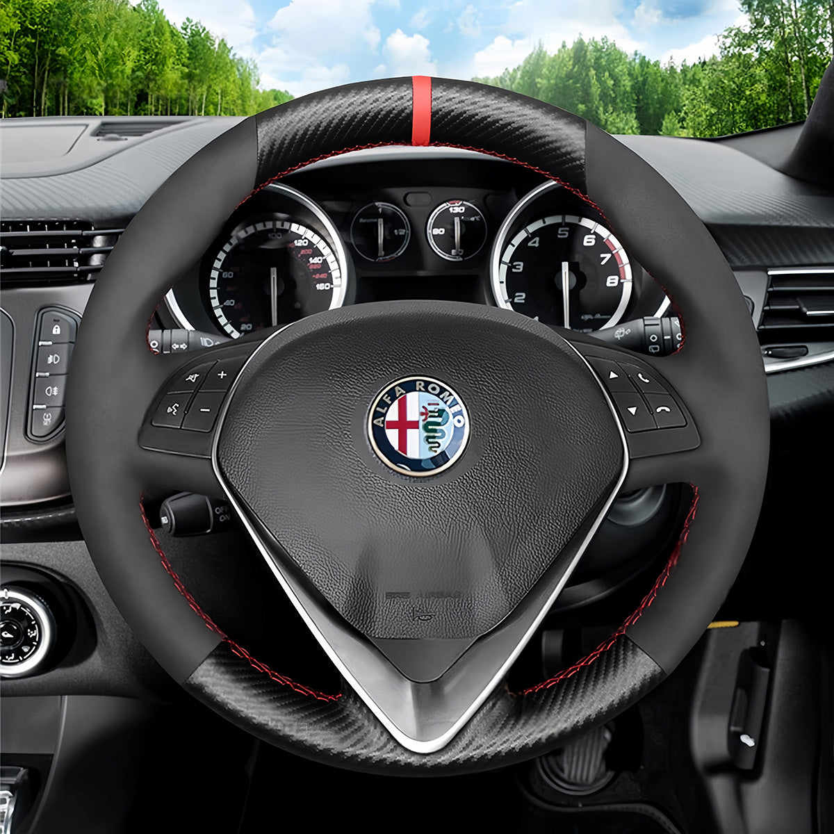Steering Wheel Cover for Alfa Romeo Giulietta 2014-2021 (O Shape)