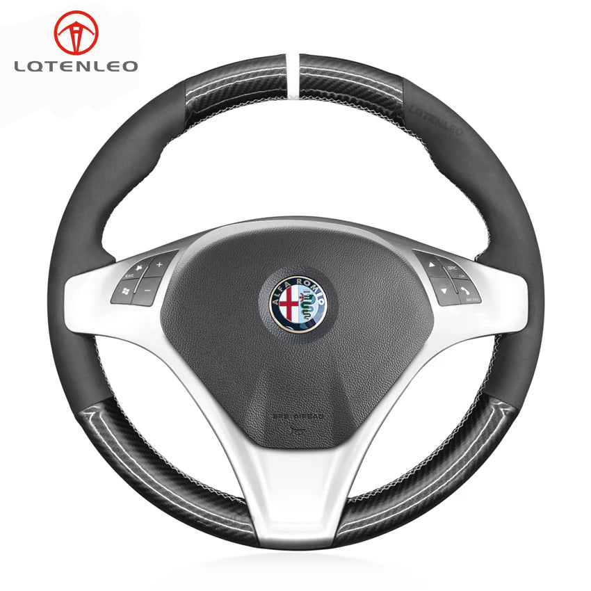 LQTENLEO Carbon Fiber Suede Athsuede Soft Car Steering Wheel Cover for Alfa Romeo Giulietta 2010-2014 / MiTo 2008-2015 - LQTENLEO Official Store