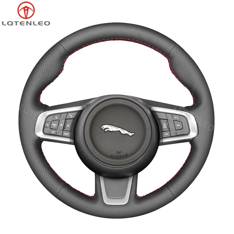 LQTENLEO Alantara Hand-stitched Car Steering Wheel Cover for Jaguar E-Pace / Jaguar F-Pace / Jaguar XE / Jaguar XF
