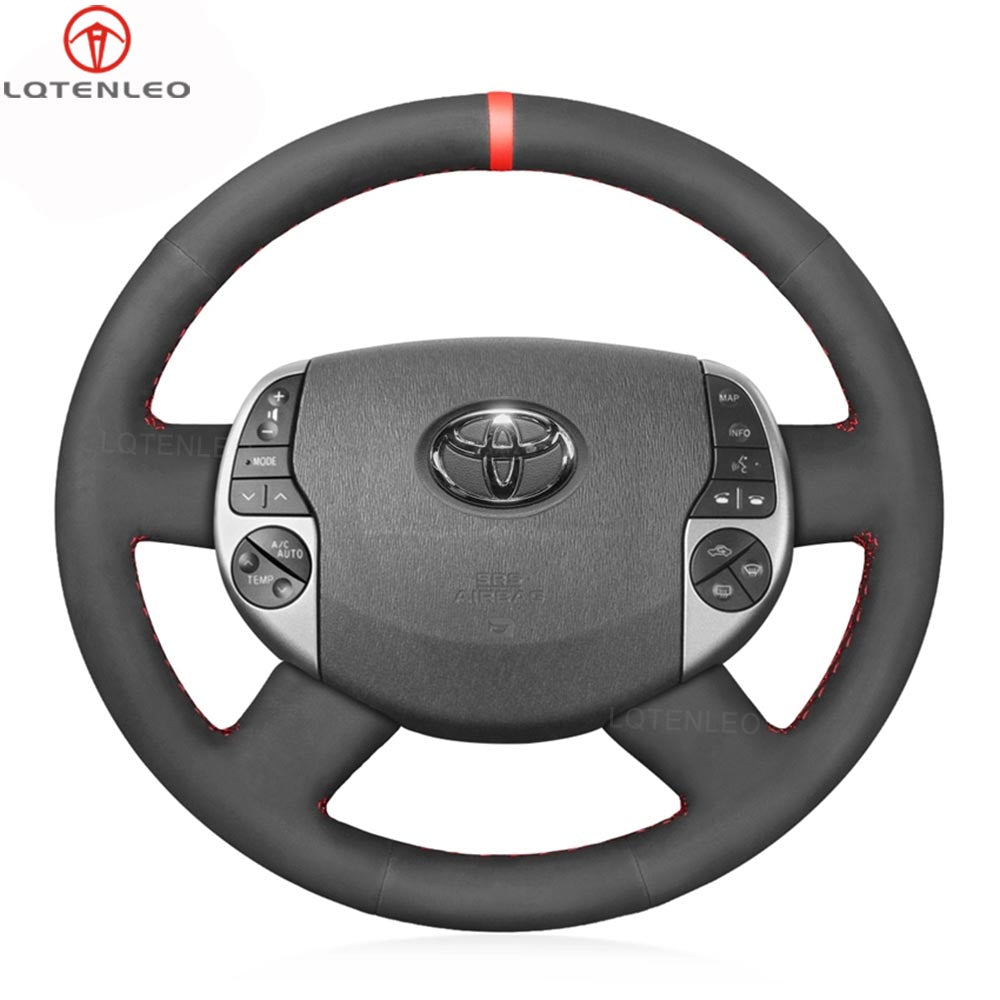 LQTENLEO Black Geunuine Leather Suede Hand-stitched Car Steering Wheel Cover for Toyota Prius 20(XW20) 2003-2009 / Raum 2 2003-2011