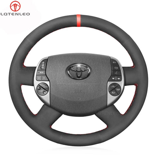 LQTENLEO Black Geunuine Leather Suede Hand-stitched Car Steering Wheel Cover for Toyota Prius 20(XW20) 2003-2009 / Raum 2 2003-2011