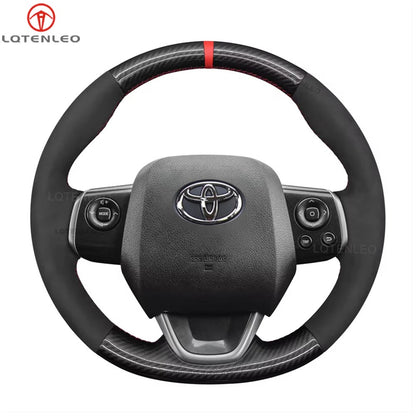 LQTENLEO Carbon Fiber Suede Hand-stitched Car Steering Wheel Cove for Toyota Sienta 2015-2024