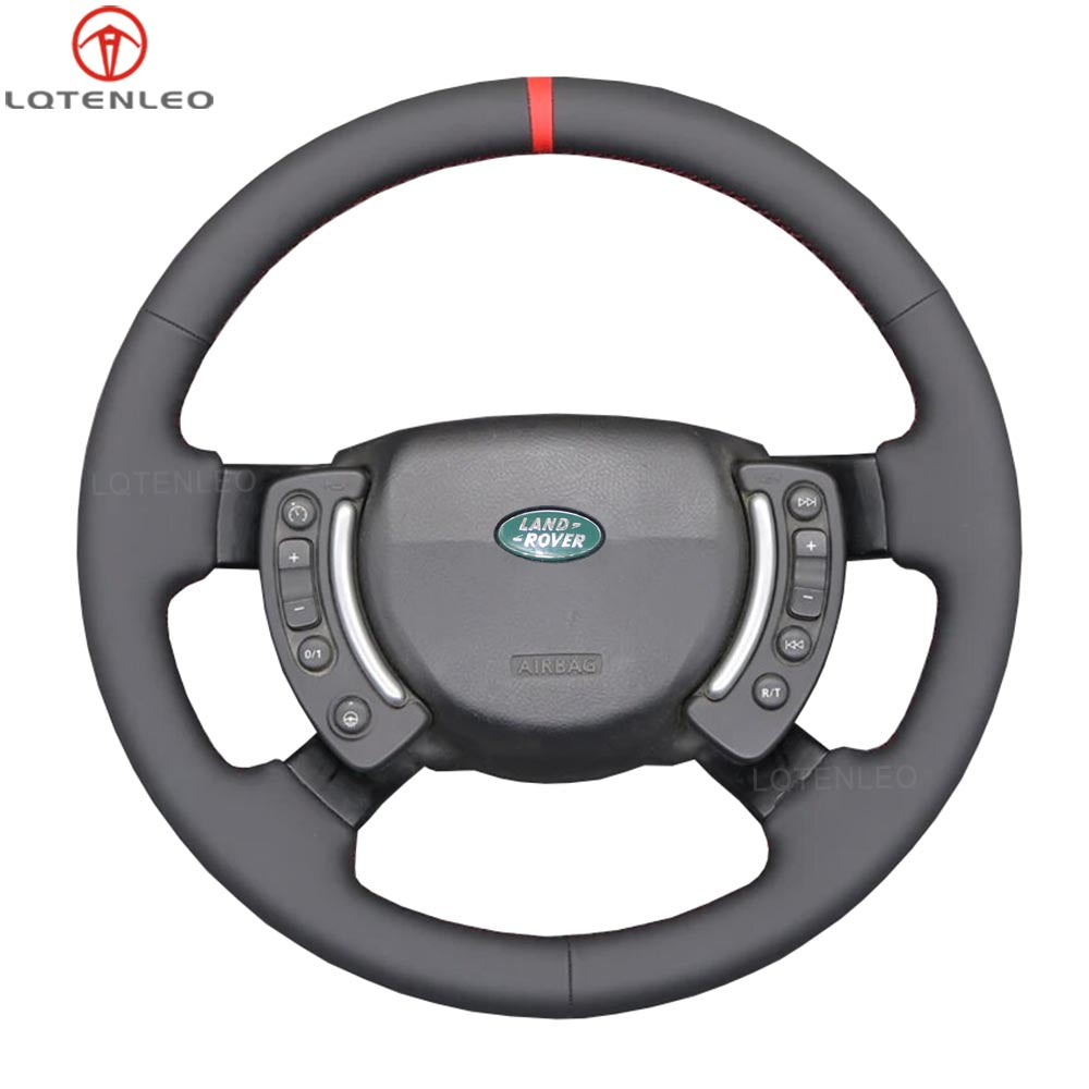 LQTENLEO Black Leather Red Marker Hand-stitched Car Steering Wheel Cover for Land Rover Range Rover 2003-2012