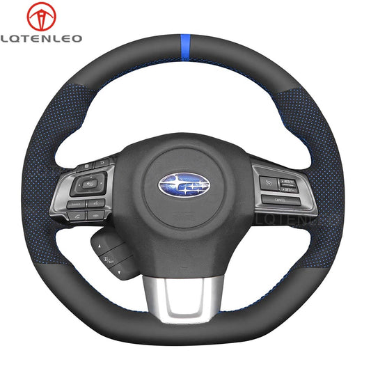 LQTENLEO Alcantara Carbon Fiber Leather Suede Hand-stitched Car Steering Wheel Cover for Subaru WRX (STI) Levorg 2015-2019