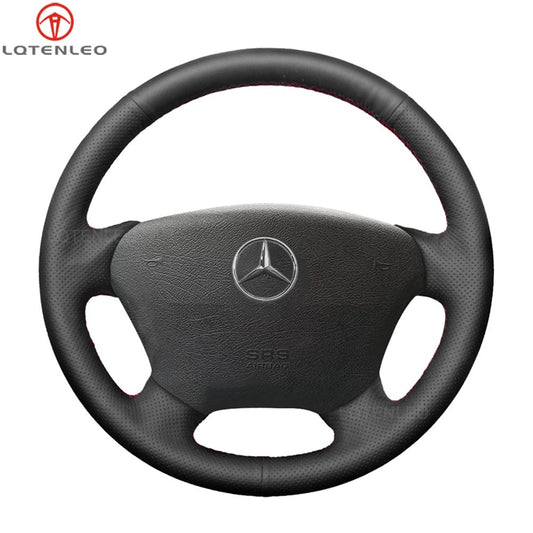 LQTENLEO Black Leather Hand-stitched Steering Wheel Cover for Mercedes Benz M-Class W163 ML 230 270 320 350 430 500 1998-2005