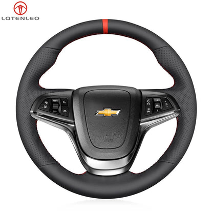 LQTENLEO Black Genuine Leather Hand-stitched Car Steering Wheel Cove for Chevrolet Caprice / Holden Calais / Commodore / Ute