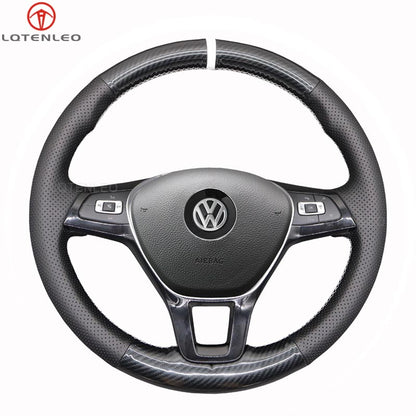 LQTENLEO Alcantara Hand-stitched Car Steering Wheel Cover for Volkswagen VW Amarok T6 California T6 Caravelle T6 Kombi T6 Multivan T6 Transporter