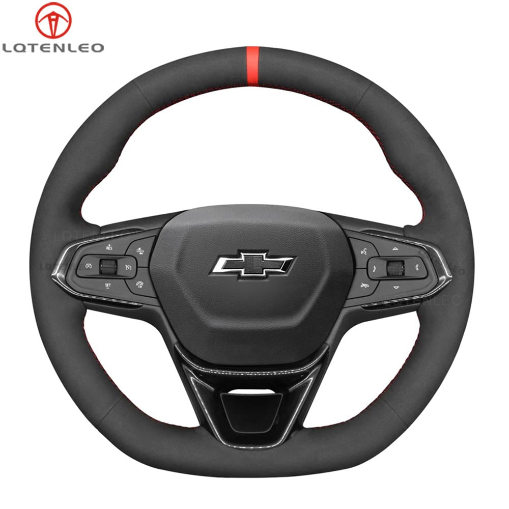 LQTENLEO Black Suede Red Marker Hand-stitched Car Steering Wheel Cove for  2024 Chevrolet Trax 2024 / Trailblazer 2024