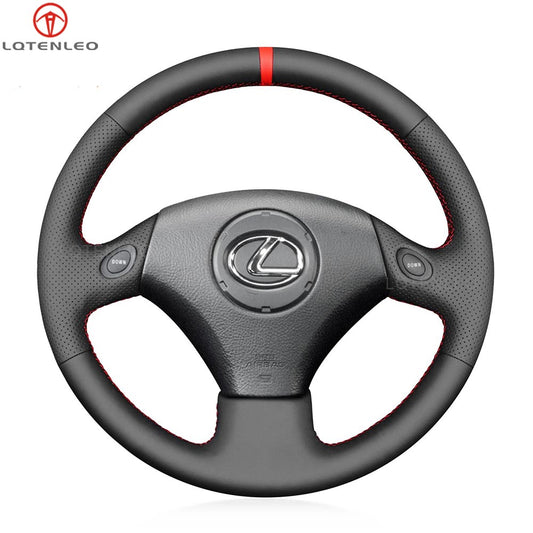 LQTENLEO Black Leather Suede Hand-stitched Car Steering Wheel Cover for Lexus GS300 GS400