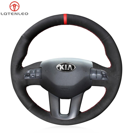 LQTENLEO Leather Suede Hand-stitched Car Steering Wheel Cover for Kia Sportage 3  Ceed Cee'd  Proceed Pro ceed