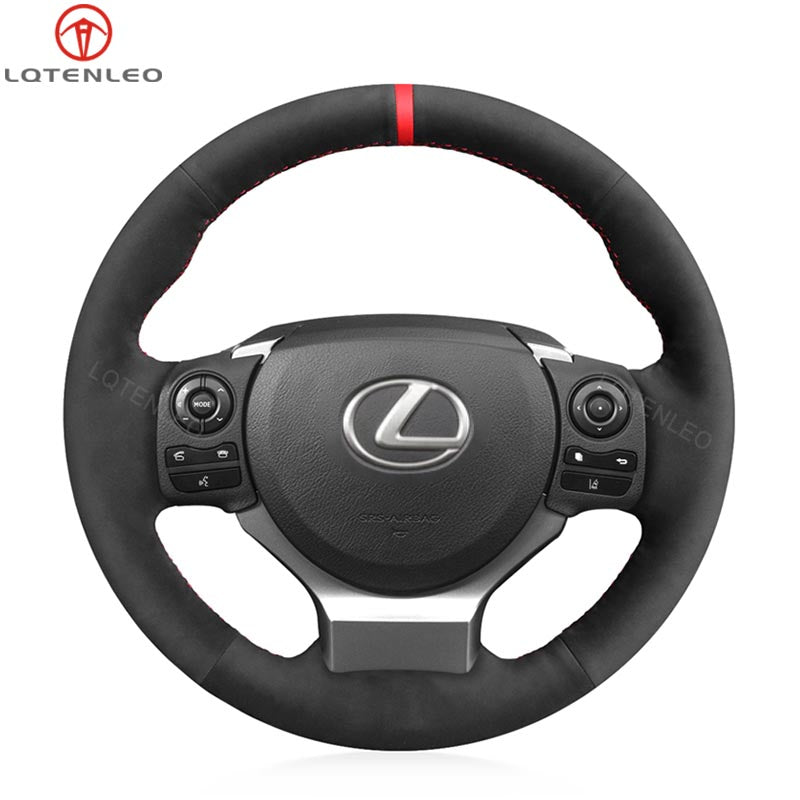 LQTENLEO Alcantara Carbon Fiber Leather Suede Hand-stitched Car Steering Wheel Cover for Lexus IS 200t 250 300 350 F Sport RC CT 200h NX
