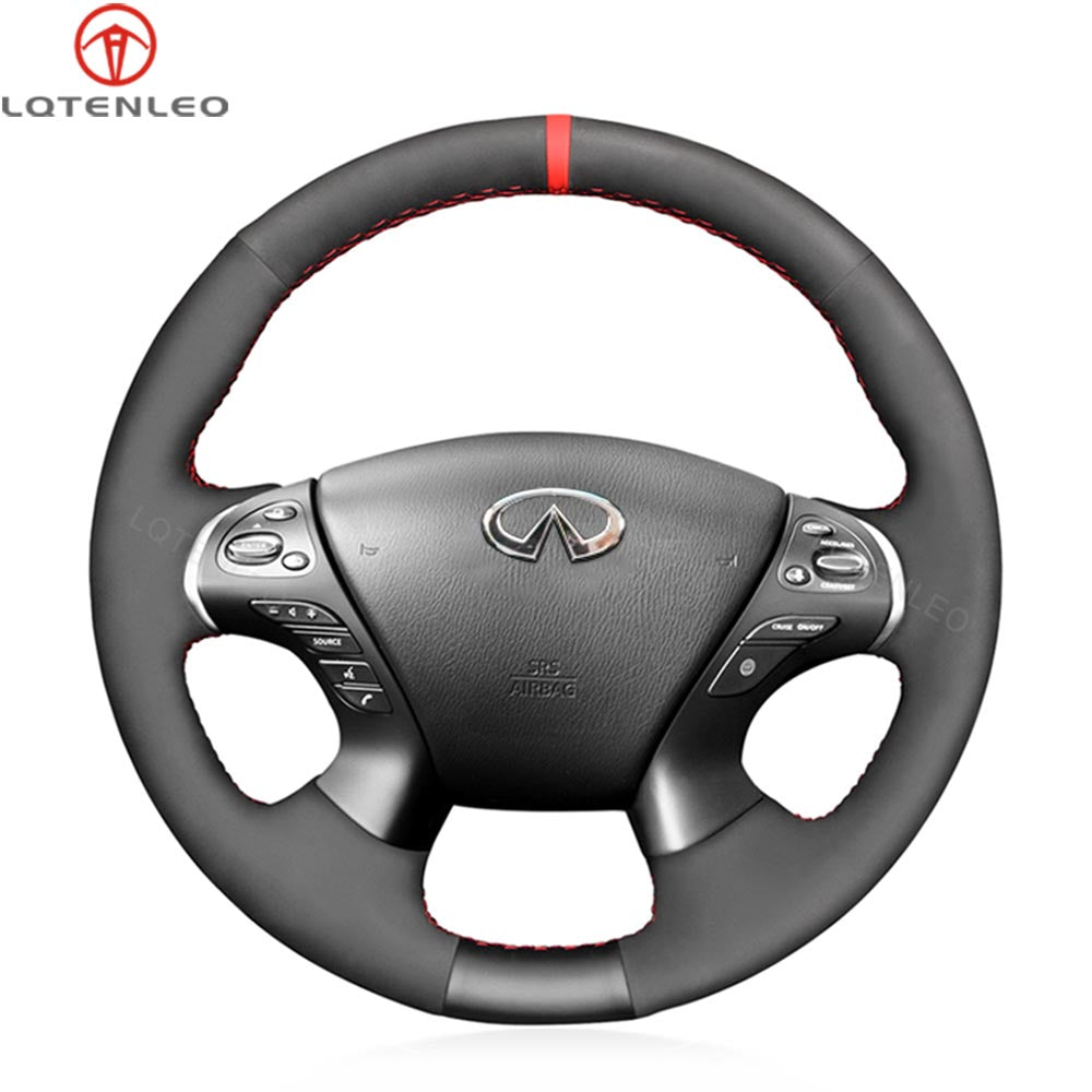 LQTENLEO Beige Leather Suede Hand-stitiched Car Steering Wheel Cover for Infiniti JX35 M25 M35 M37 M56 Q70 QX60 for Nissan Murano Pathfinder