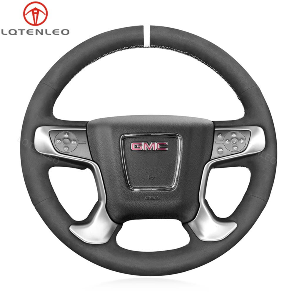 LQTENLEO Black Suede Hand-stitched Car Steering Wheel Cover for GMC Sierra 1500 / Sierra 1500 Limited / Sierra 2500 / Sierra 3500 / Yukon (XL) - LQTENLEO Official Store