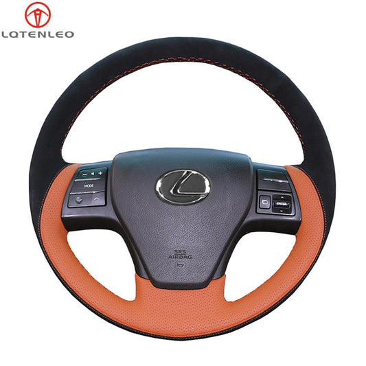 LQTENLEO Leather Suede Hand-stitched Car Steering Wheel Cover for Lexus RX350 2009/for Lexus RX270 2011
