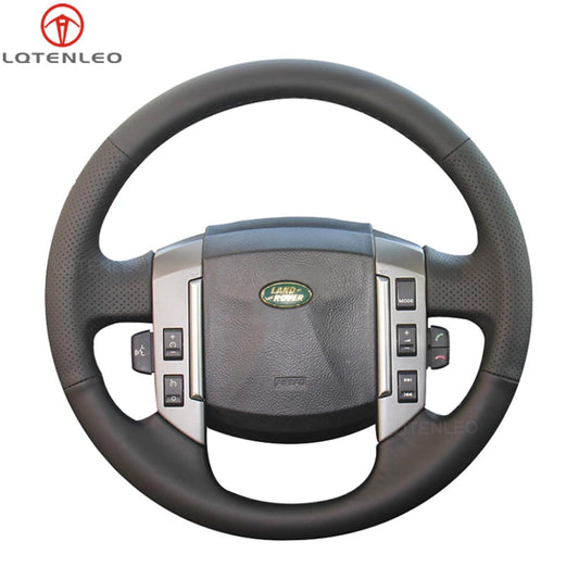 LQTENLEO Black Leather Suede Car Steering Wheel Cover for Land Rover Range Rover Sport I(L320)/ LR3 (L319)/ LR2 (L359)/ Freelander 2 II(L359)/ Discovery (Discovery 3) II(L319)