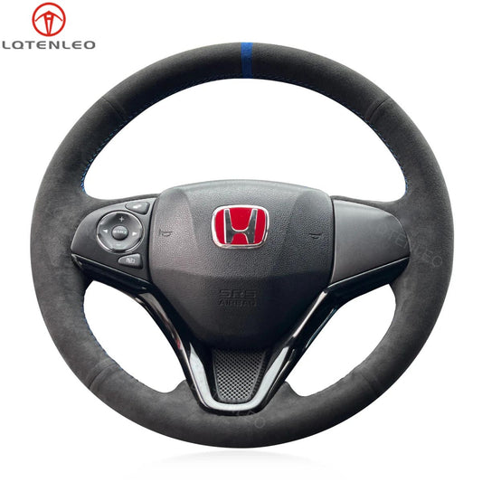 LQTENLEO кожаный замшевый чехол из алькантары, сшитый вручную, чехол на руль автомобиля для Honda HR-V HRV 2016-2022/Fit 2015-2020 