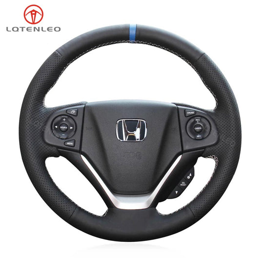 LQTENLEO черный кожаный замшевый прошитый вручную нескользящий чехол на руль автомобиля для Honda CR-V CRV 2012-2018 