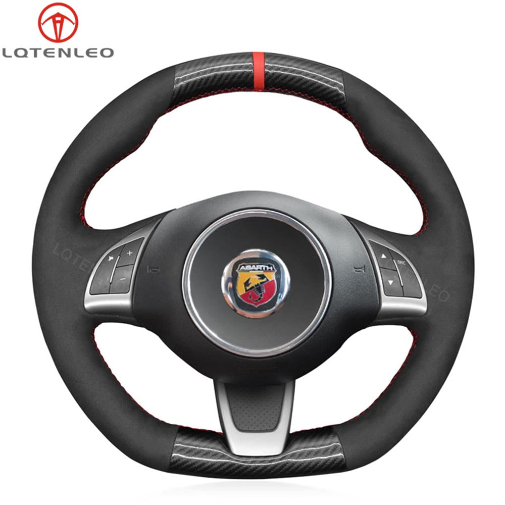 LQTENLEO Carbon Fiber Leather Suede Hand-stitched Car Steering Wheel Cover for Fiat Abarth 500 500C 595 595C - LQTENLEO Official Store