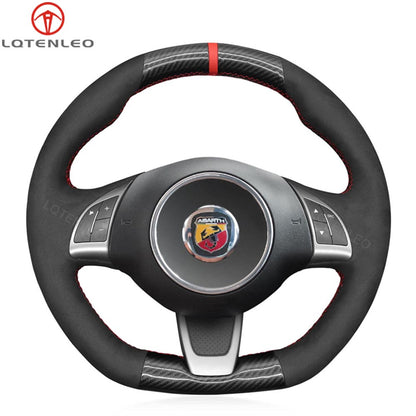 LQTENLEO Carbon Fiber Leather Suede Hand-stitched Car Steering Wheel Cover for Fiat Abarth 500 500C 595 595C - LQTENLEO Official Store