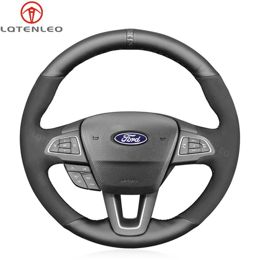 LQTENLEO Hand-stitched Car Steering Wheel Cover for Ford Focus Kuga Escape 2015-2019 Grand C-Max Ecosport 2015-2020 - LQTENLEO Official Store