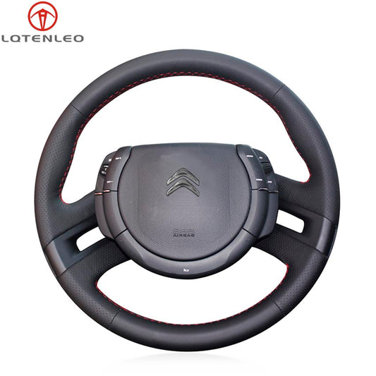 LQTENLEO Black Leather Suede Soft No-slip Hand-stitiched Car Steering Wheel Cover for Citroen C4 Picasso/ Grand C4 - LQTENLEO Official Store