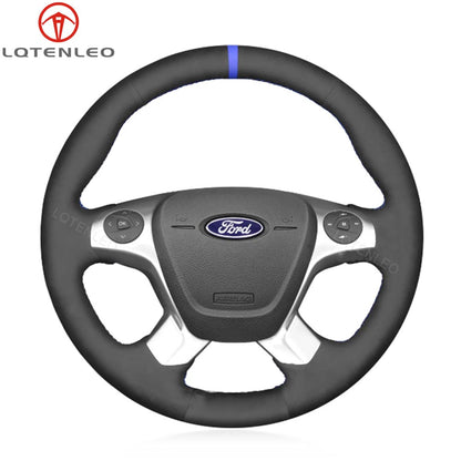 LQTENLEO Hand-stitched Car Steering Wheel Cover for Ford Transit/ Transit Cargo/ Transit Chassis Cab/ Transit Connect/ Transit Cutaway / Transit Passenger/ Transit Wagon/ Transit Custom/ Tourneo Connect/ Grand Tourneo Connect/ Tourneo Custom - LQTENLEO Official Store
