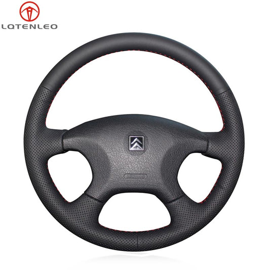 LQTENLEO Black Leather Suede Soft No-slip Hand-stitched Car Steering Wheel Cover for Citroen Xsara/ Xsara Picasso - LQTENLEO Official Store