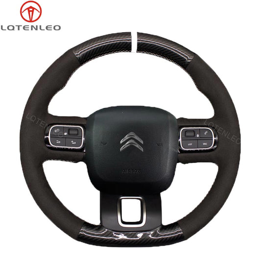 LQTENLEO Hand-stitched Car Steering Wheel Cover for Citroen C3 2016-2022 / C3 Aircross 2017-2022 / C5 Aircross 2018-2022 / Berlingo 2018-2022 - LQTENLEO Official Store
