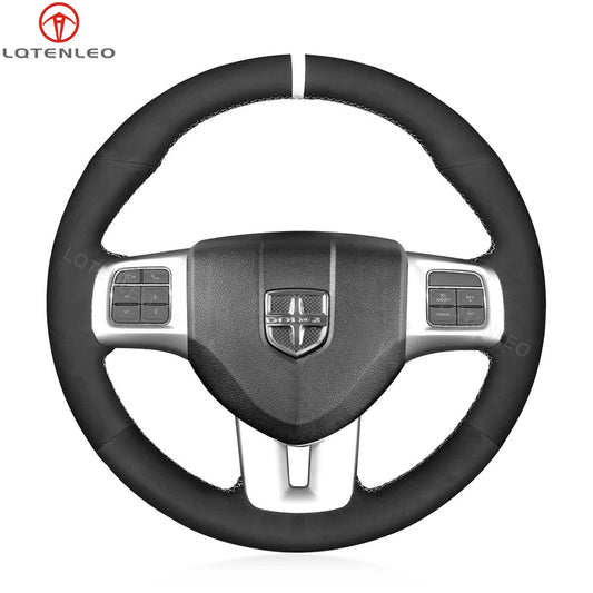 LQTENLEO Black Leather Suede Hand-stitiched Car Steering Wheel Cover for Dodge Dart 2013-2016 / for Volkswagen VW Routan 2011-2012 - LQTENLEO Official Store