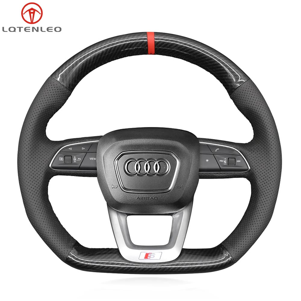LQTENLEO Hand-stitched Car Steering Wheel Cover for Audi Q3 2018-2019 Q5 SQ5 2017-2019 Q7 SQ7 2015-2019 Q8 SQ8 2018-2019(D Shape) - LQTENLEO Official Store