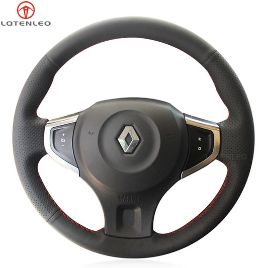 LQTENLEO Black Alcantara Leather Suede Hand-stitched Car Steering Wheel Cover for Renault Koleos 2007-2015 Samsung QM5 2007-2014