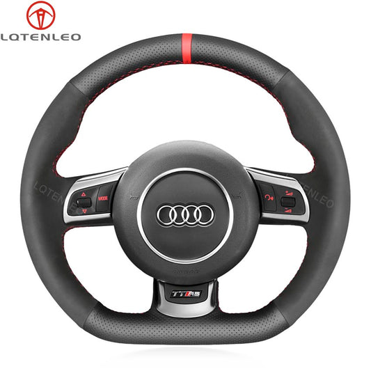 LQTENLEO Leather Suede Hand-stitched Car Steering Wheel Cover for Audi TT RS (8J) / RS 3 (8P) Sportback / RS 6 (C6) Avant / R8 (42) - LQTENLEO Official Store