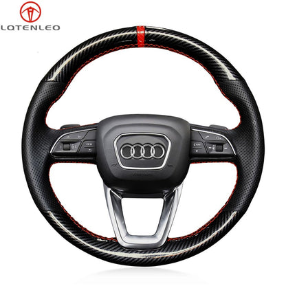 LQTENLEO Hand-stitched Car Steering Wheel Cover for Audi A3 2022 A4 Allroad 2017-2021 A4 A5 2021-2022 Q3 Q5 Q7 Q8 2019-2022 RS 5 RS Q8 2020-2022 S3 S4 S5 2021-2022 SQ5 2018-2022 SQ7 2020-2022 - LQTENLEO Official Store