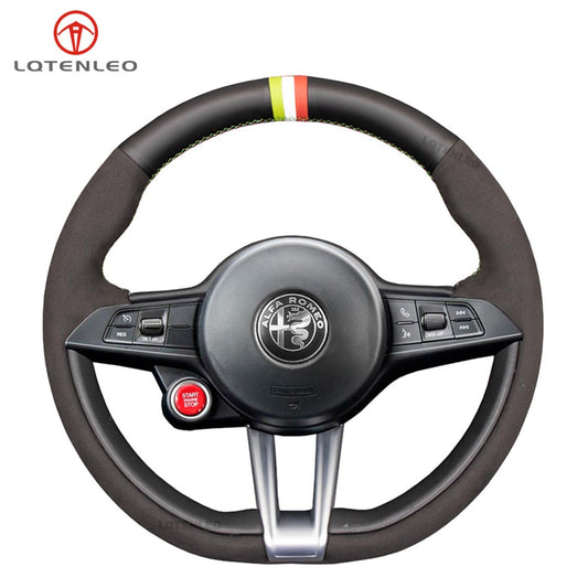 LQTENLEO Hand-stitched Car Steering Wheel Cover for Alfa Romeo Giulia (Quadrifoglio) 2016-2020 / Stelvio (Quadrifoglio) 2017-2020 - LQTENLEO Official Store