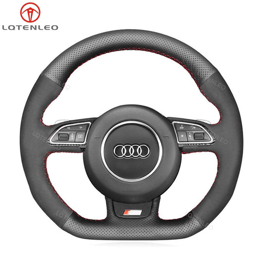 LQTENLEO Hand-stitched Car Steering Wheel Cover for Audi S1 (8X) S3 (8V) Sportback S4 (B8) Avant S5 (8T) S6 (C7) S7 (G8) RS Q3 (8U) SQ5 (8R) - LQTENLEO Official Store