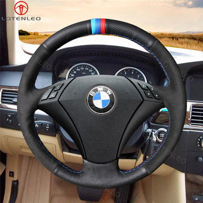 LQTENLEO Alcantara Leather Suede Hand-stitched Car Steering Wheel Cover for BMW 5 Series E60 E61 2003-2010 - LQTENLEO Official Store