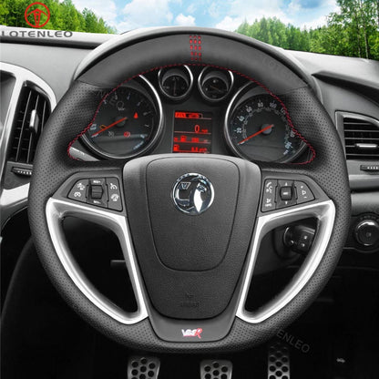 LQTENLEO Carbon Fiber Suede Leather DIY Hand-stitiched Car Steering Wheel Cover for Opel Astra GTC OPC Vauxhall Astra GTC VXR Holden Astra VXR