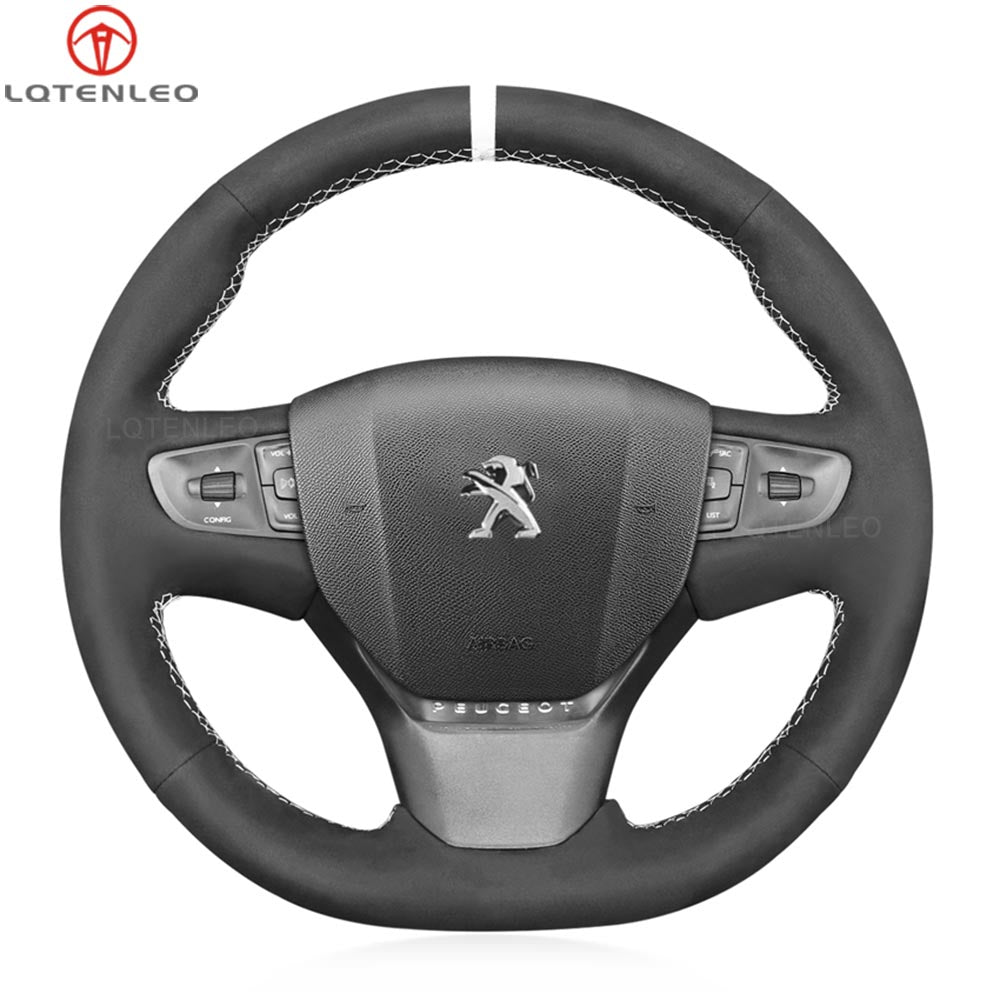 LQTENLEO Black Leather Suede Hand-stitched Car Steering Wheel Peugeot Expert Traveller / for Citreon Jumpy Spacetourer