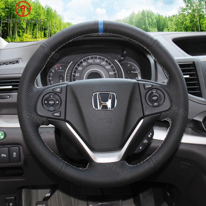 LQTENLEO черный кожаный замшевый прошитый вручную нескользящий чехол на руль автомобиля для Honda CR-V CRV 2012-2018 