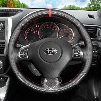 LQTENLEO Alcantara Carbon Fiber Leather Suede Hand-stitched Car Steering Wheel Cover for Subaru Forester Impreza Legacy Outback Impreza Exiga