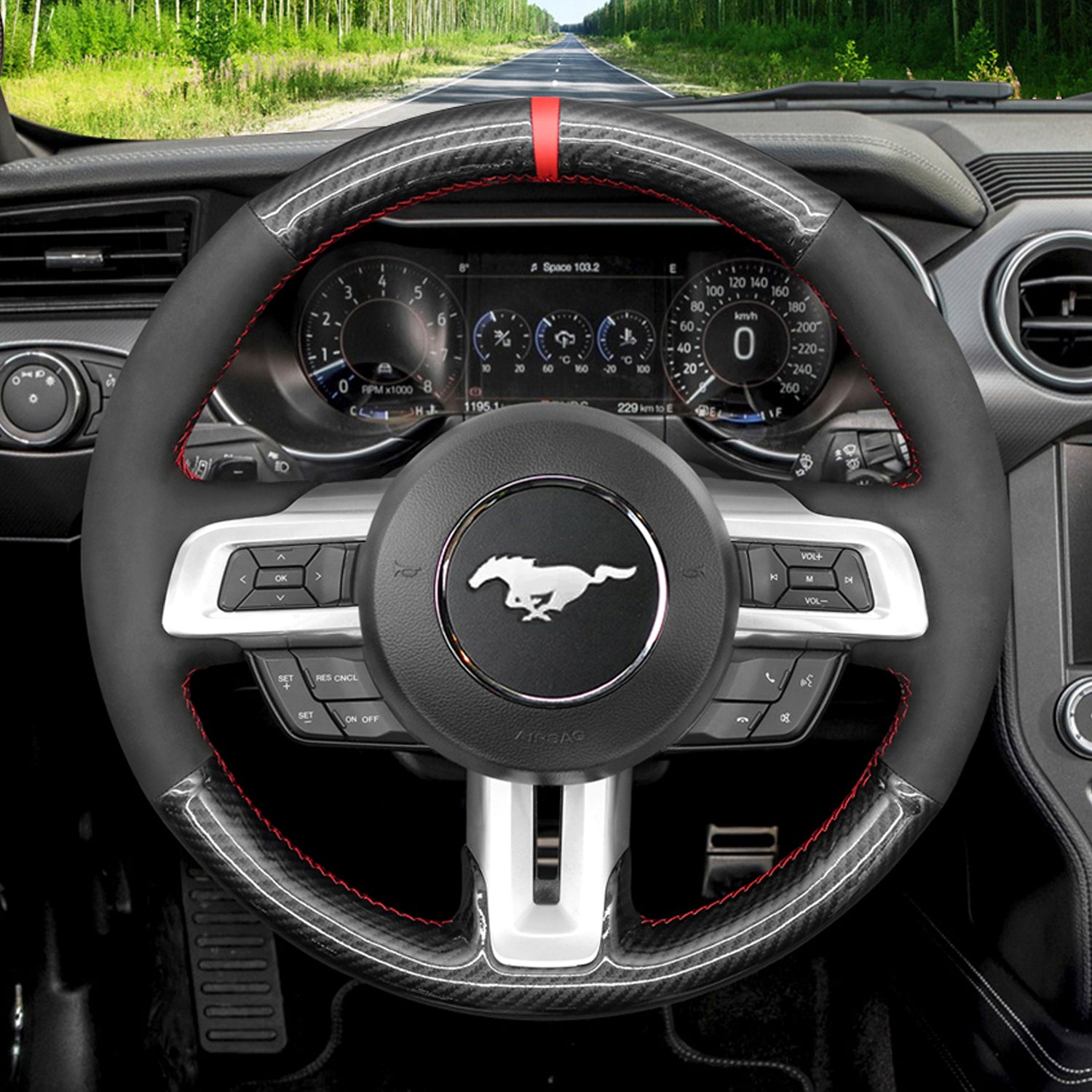 Steering Wheel Cover for Ford Mustang 2015-2024