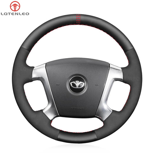 LQTENLEO Black Leather Suede Hand-stitched Car Steering Wheel Cover for Chevrolet Epica 2006-2011 / Holden Epica 2006-2010