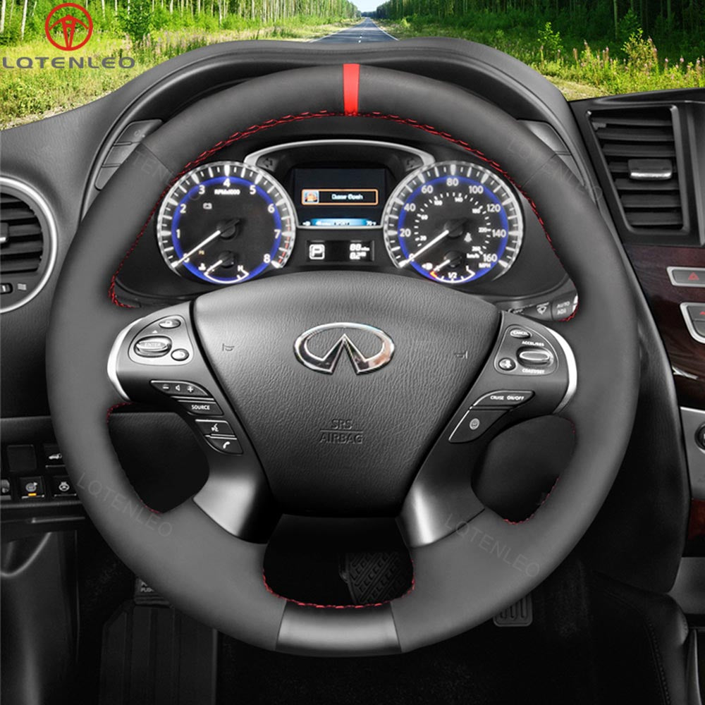 LQTENLEO Бежевый кожаный замшевый чехол на руль автомобиля, сшитый вручную для Infiniti JX35 M25 M35 M37 M56 Q70 QX60 для Nissan Murano Pathfinder 