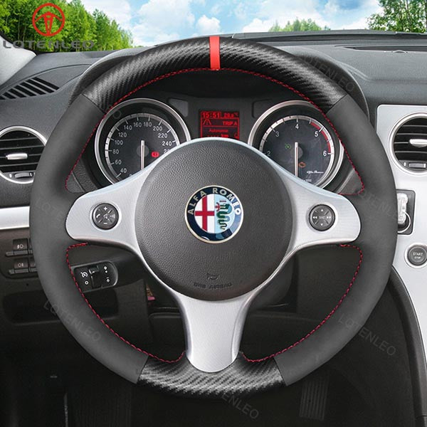 LQTENLEO Carbon Fiber Suede Leather Hand-stitched Car Steering Wheel Cover for Alfa Romeo 159 2006-2011 - LQTENLEO Official Store