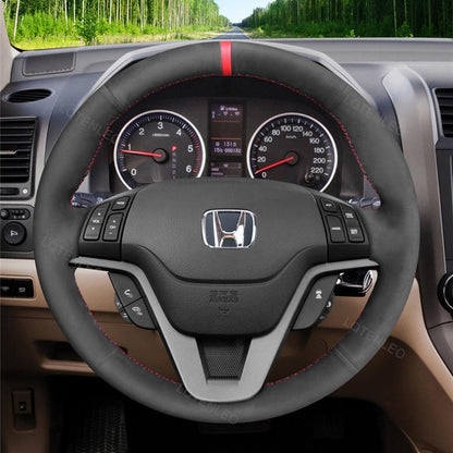 LQTENLEO кожаный замшевый чехол из углеродного волокна, сшитый вручную, чехол на руль автомобиля для Honda CR-V CRV/Crossroad 
