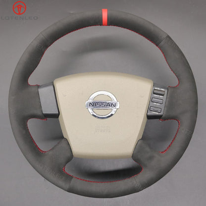 LQTENLEO Black Leather Suede Hand-stitched Car Steering Wheel Cover for Nissan Teana Cefiro for Renault Samsung